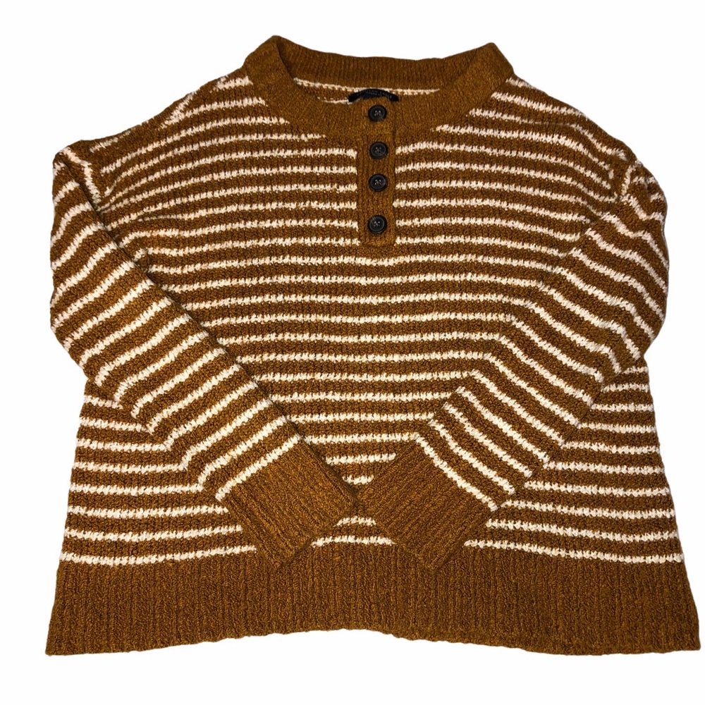 American Eagle mustard yellow sweater knit Henley